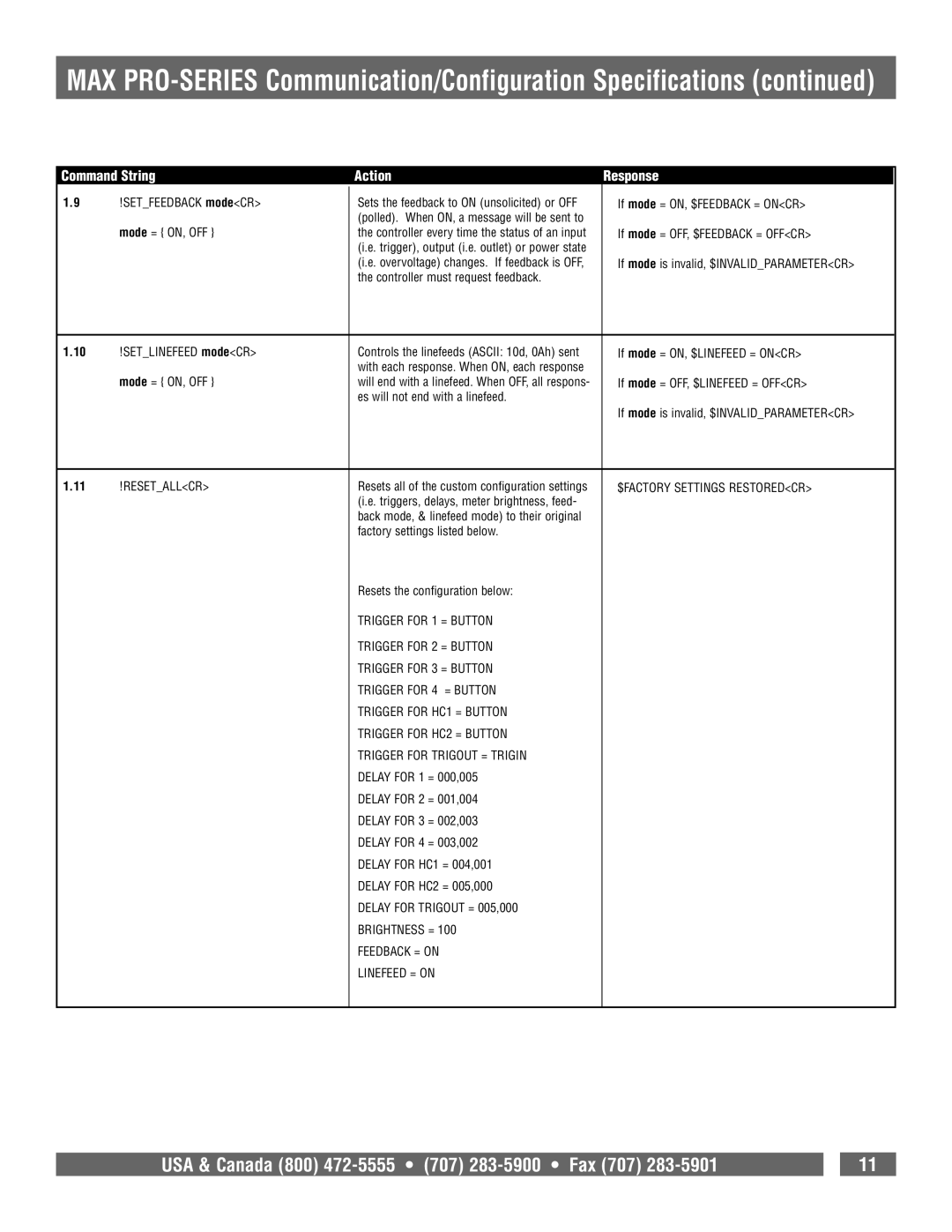 Panamax 7500-PRO owner manual Resetallcr, $FACTORY Settings Restoredcr 