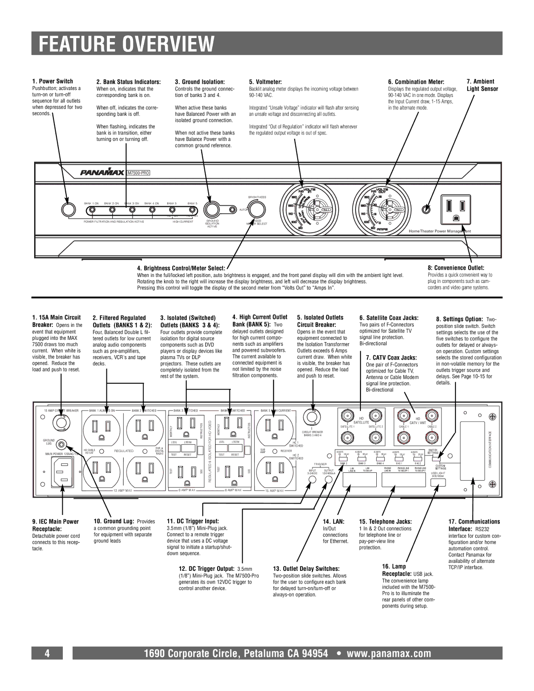 Panamax 7500-PRO owner manual Feature Overview, Power Switch 