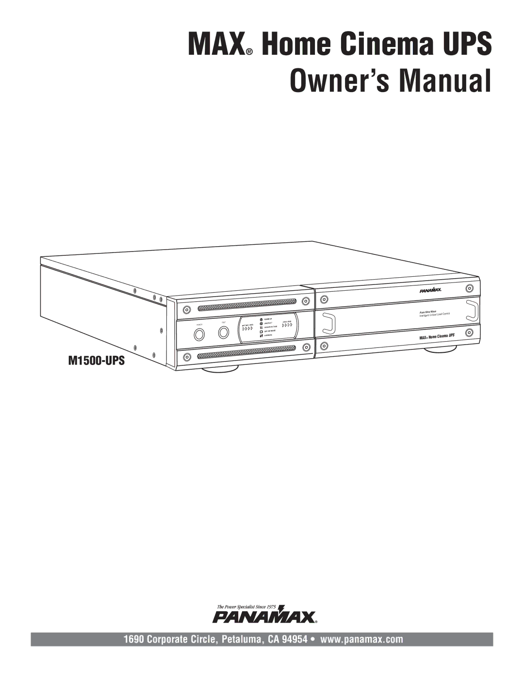 Panamax M1500-UPS owner manual MAX Home Cinema UPS 