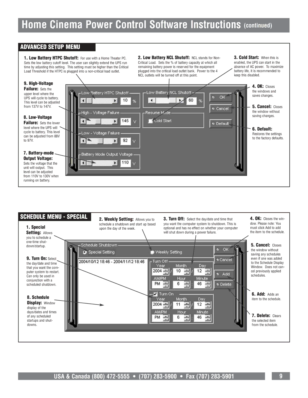 Panamax M1500-UPS owner manual Advanced Setup Menu 