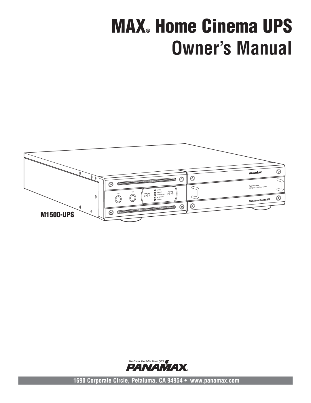 Panamax M1500-UPS owner manual Owner’s Manual, MAX Home Cinema UPS, Wave, Control, Test, Power On, Line Fault 