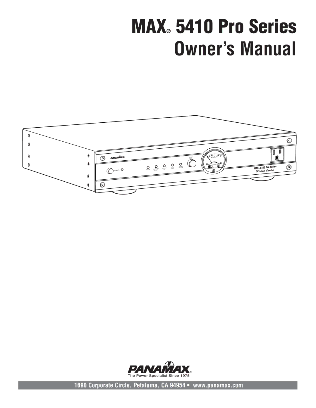 Panamax owner manual MAX 5410 Pro Series 