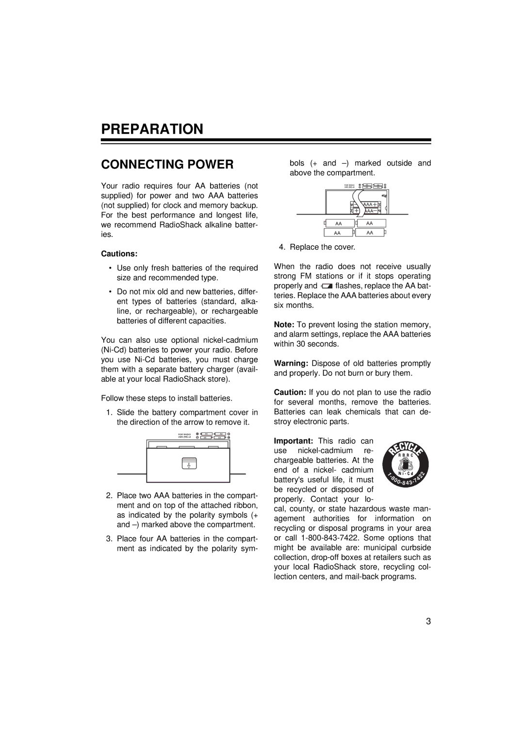 Panasonic 12-808 owner manual Preparation, Connecting Power 