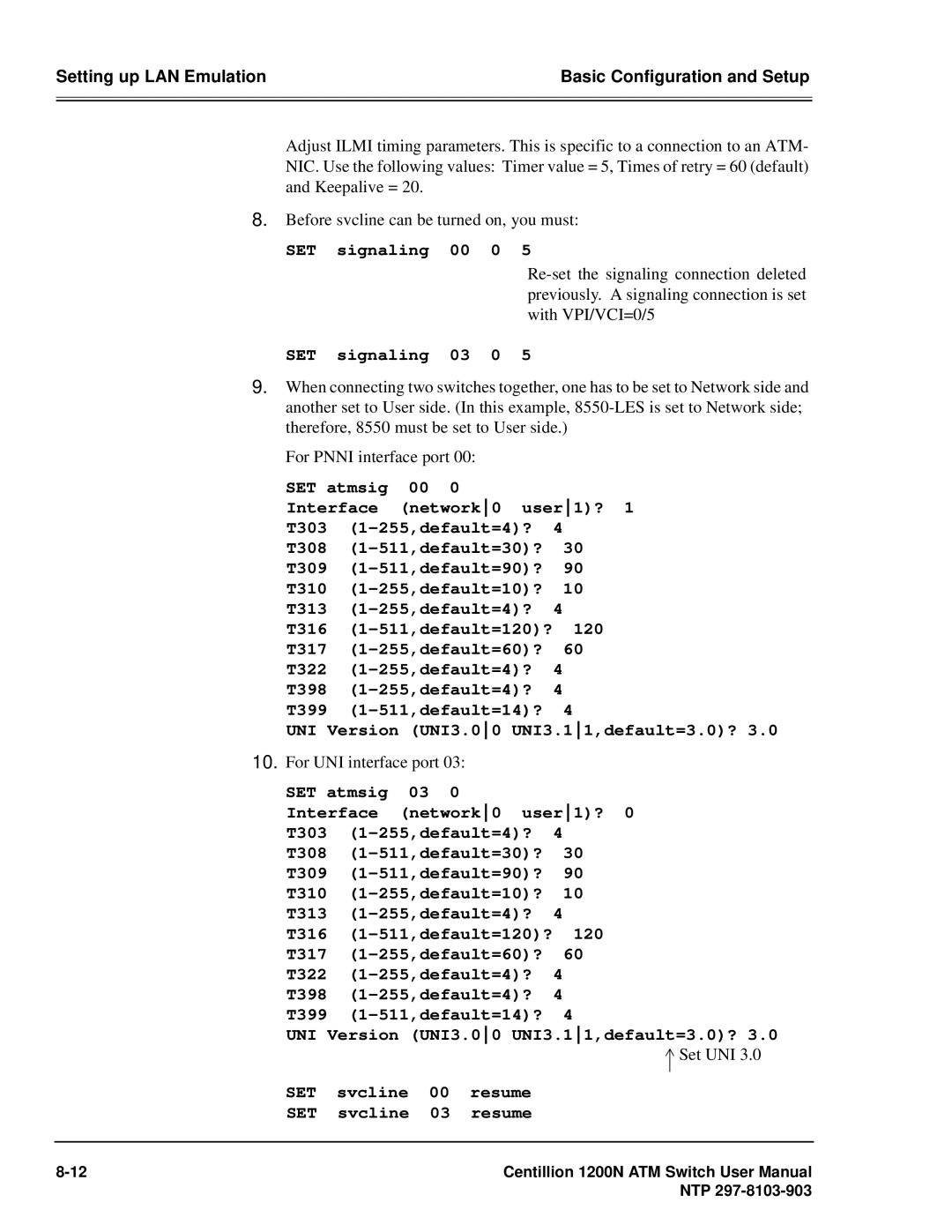 Panasonic 1200N manual Setting up LAN Emulation Basic Configuration and Setup 