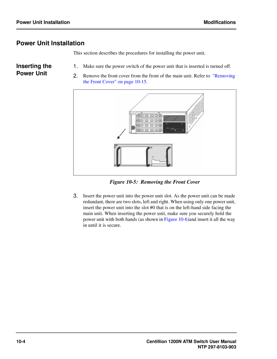 Panasonic 1200N manual Power Unit Installation, Inserting 