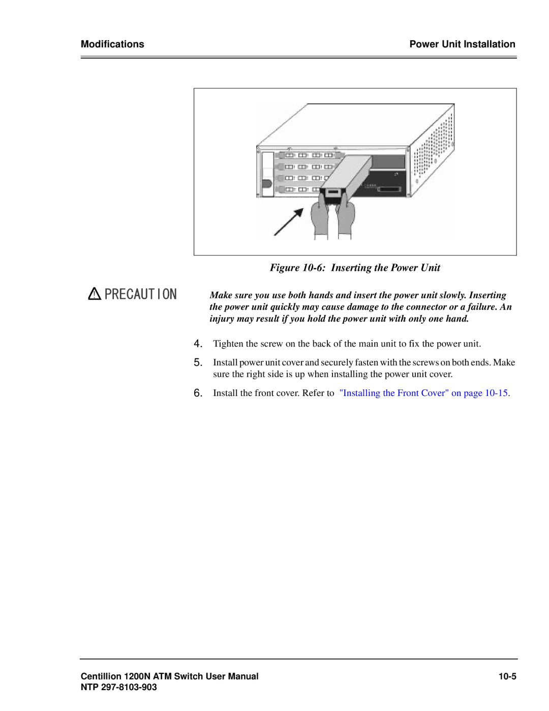 Panasonic 1200N manual Inserting the Power Unit 