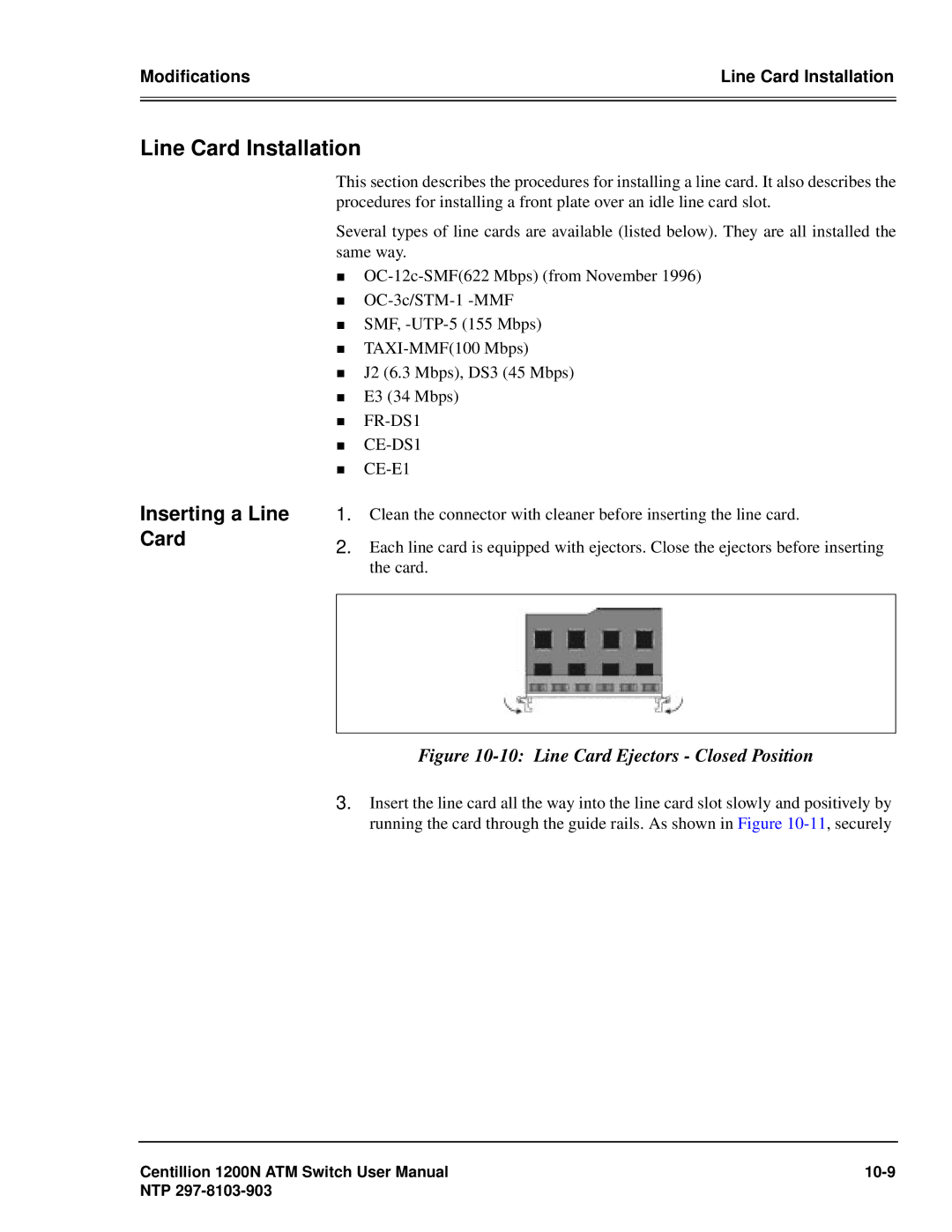 Panasonic 1200N manual Line Card Installation, Inserting a Line Card 