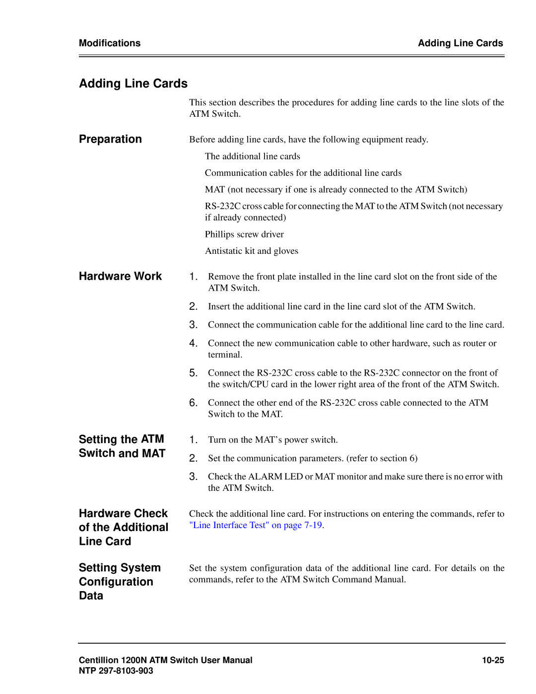 Panasonic 1200N manual Adding Line Cards 