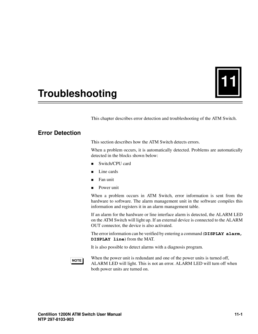 Panasonic 1200N manual Troubleshooting, Error Detection 