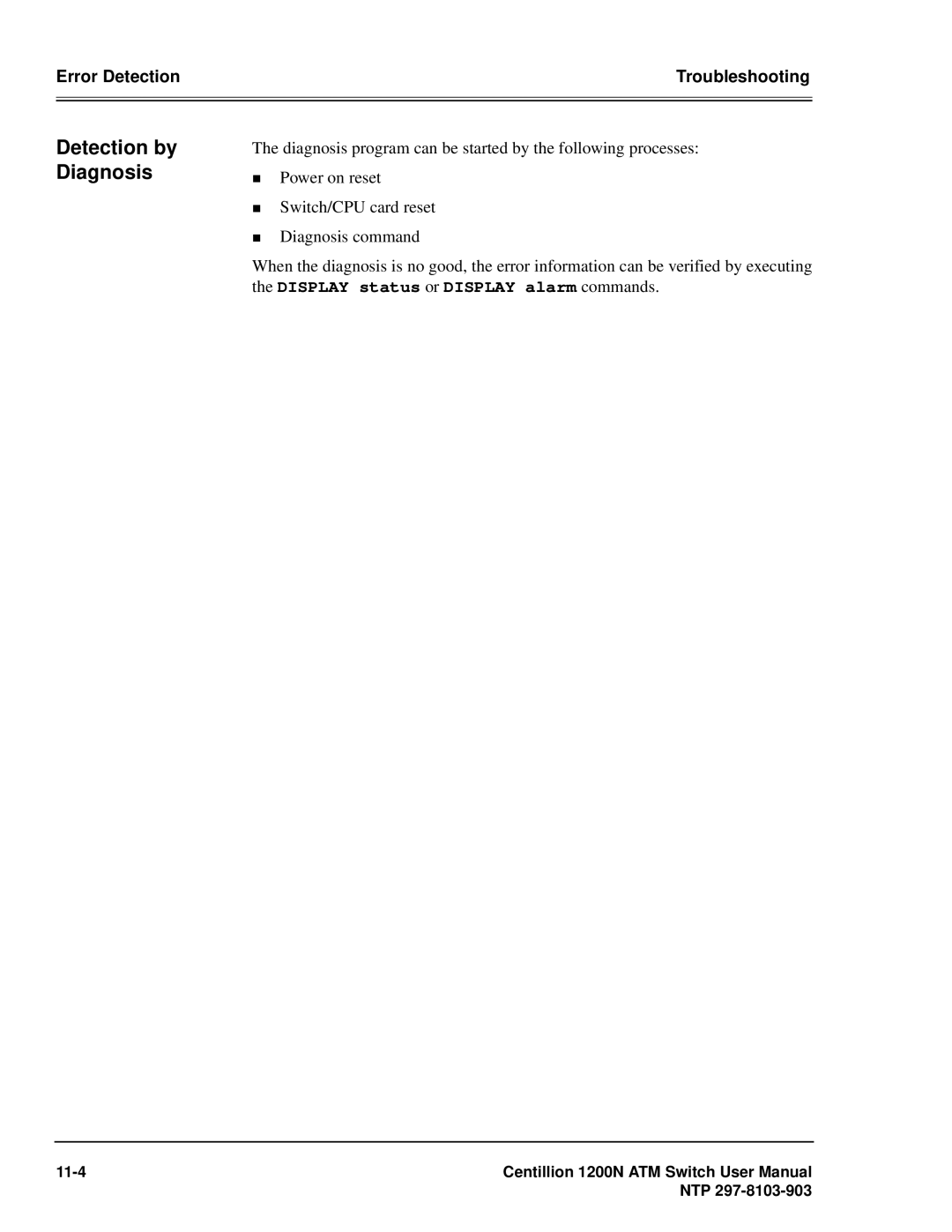 Panasonic 1200N manual Detection by Diagnosis 