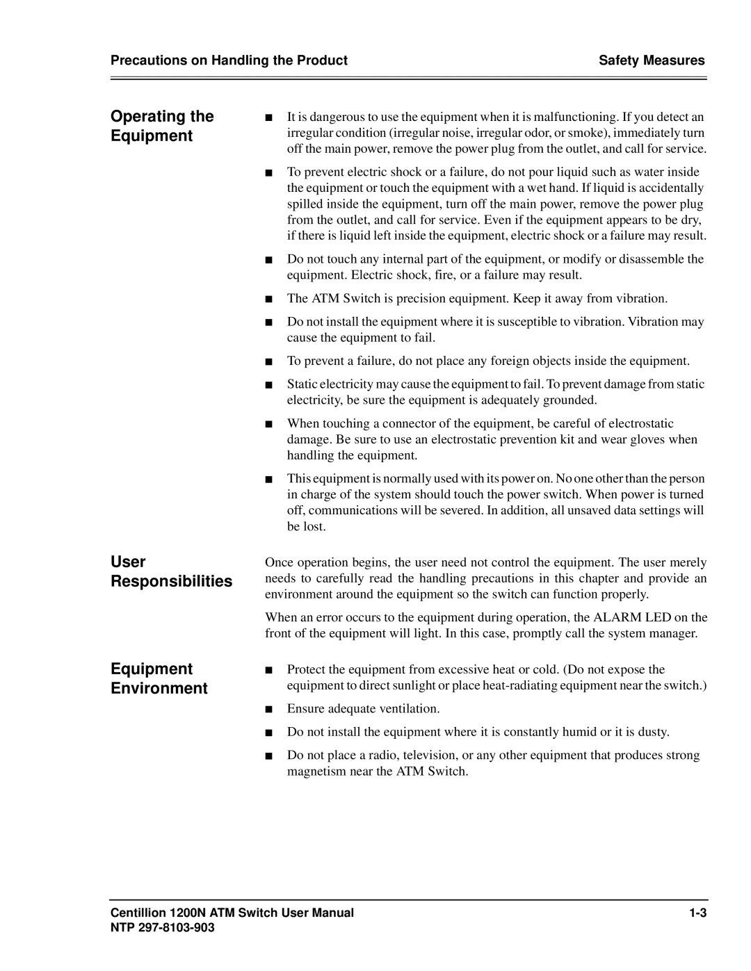 Panasonic 1200N manual Precautions on Handling the Product 