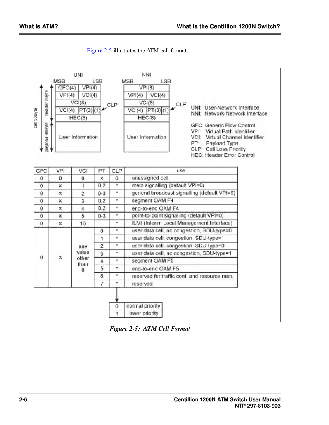 Panasonic 1200N manual ATM Cell Format 