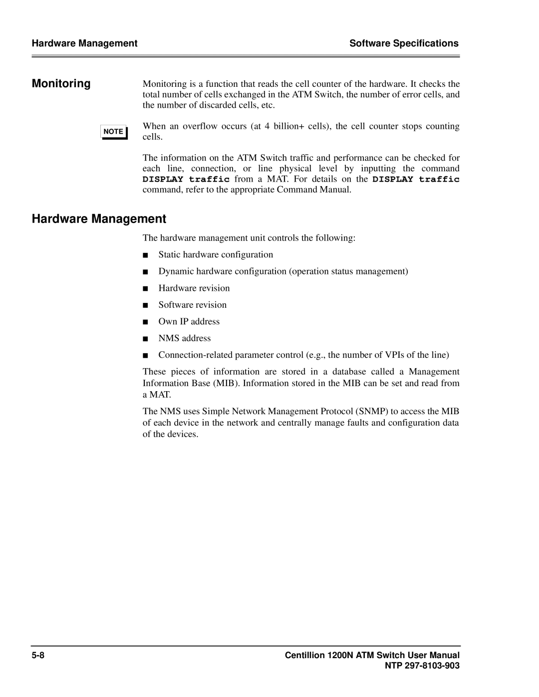 Panasonic 1200N manual Hardware Management, Monitoring 