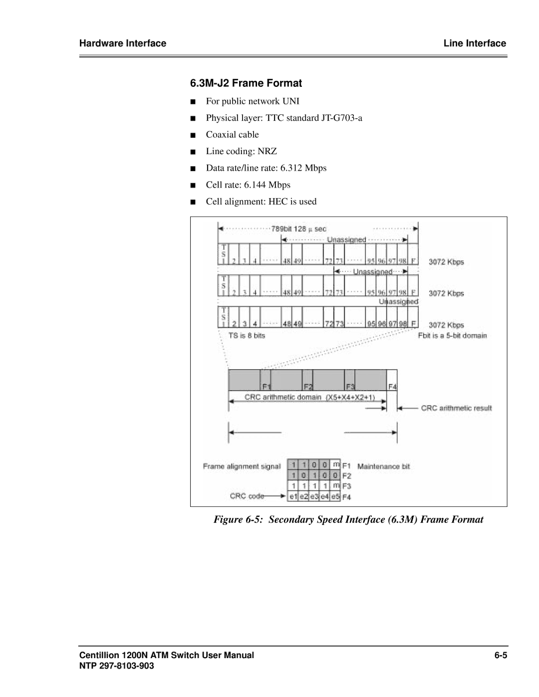 Panasonic 1200N manual 3M-J2 Frame Format, Secondary Speed Interface 6.3M Frame Format 