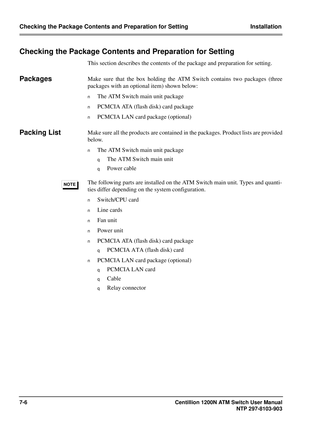 Panasonic 1200N manual Checking the Package Contents and Preparation for Setting 