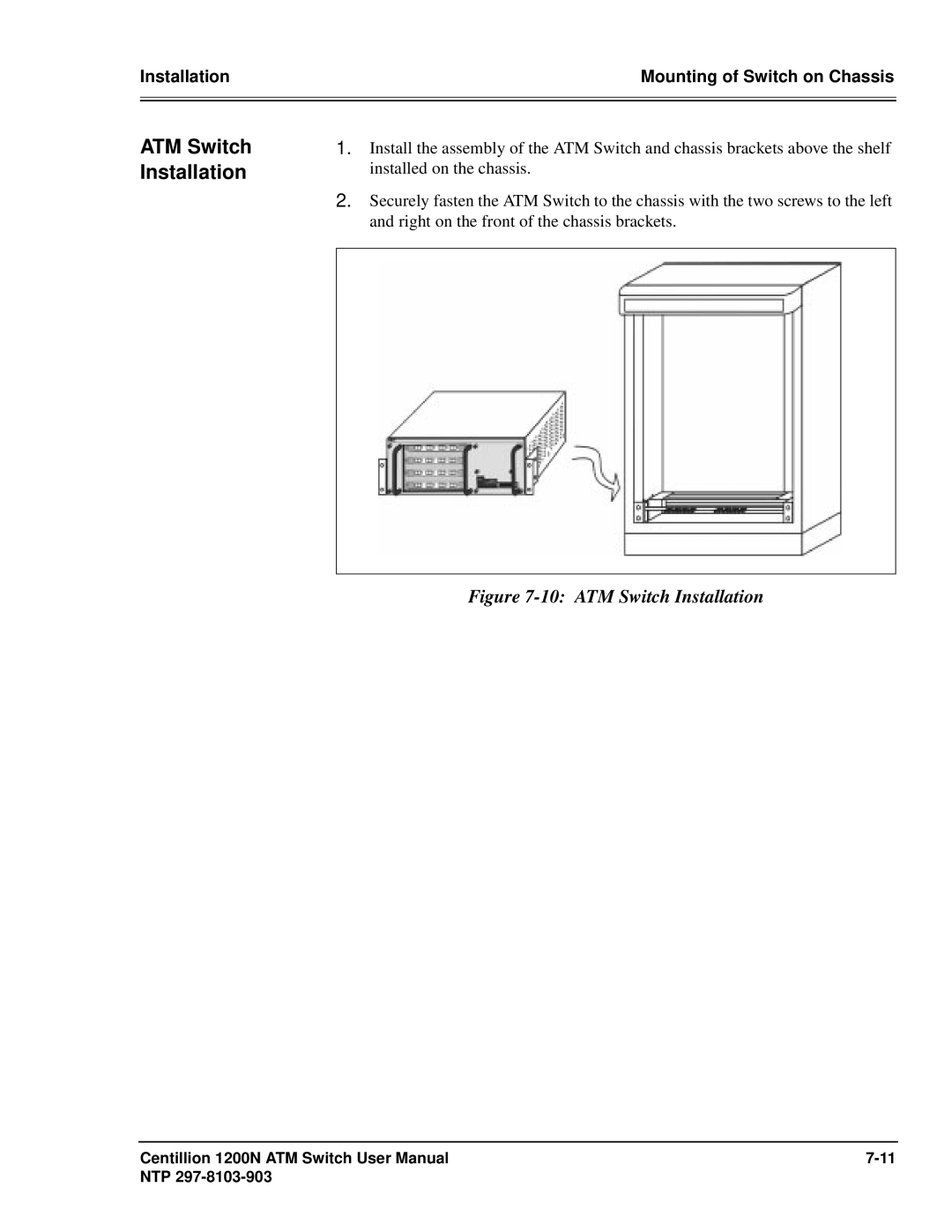 Panasonic 1200N manual ATM Switch Installation 