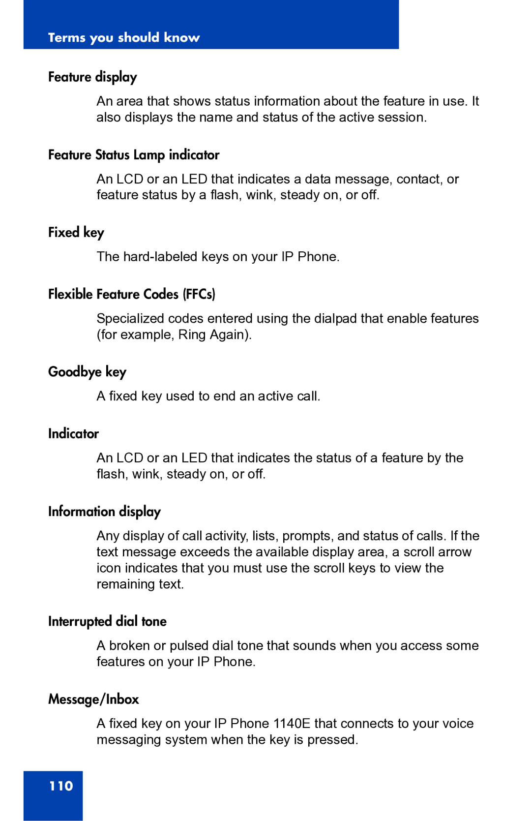 Panasonic 1210 manual 110 