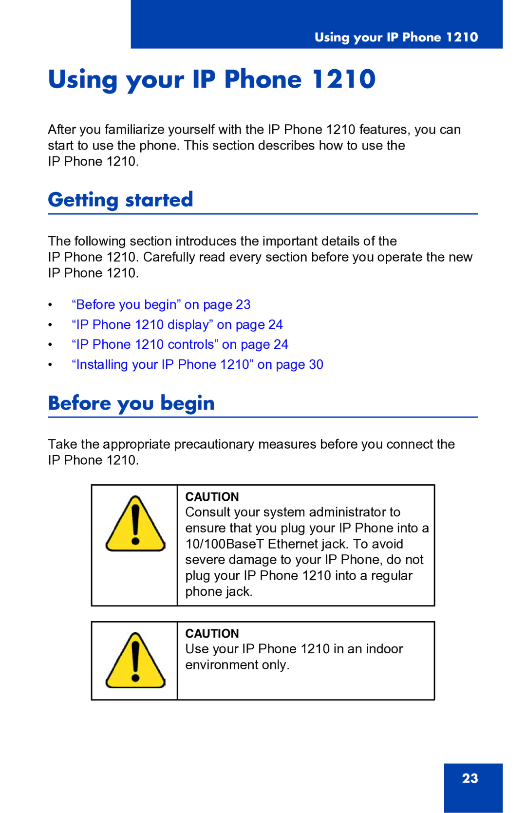 Panasonic 1210 manual Using your IP Phone, Getting started, Before you begin 