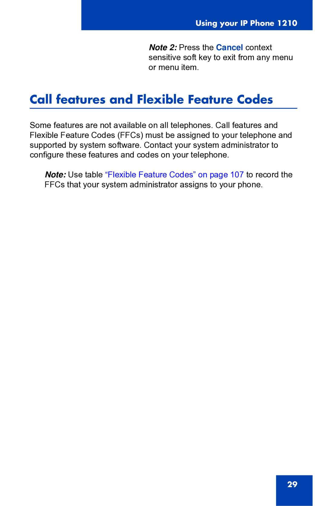 Panasonic 1210 manual Call features and Flexible Feature Codes 