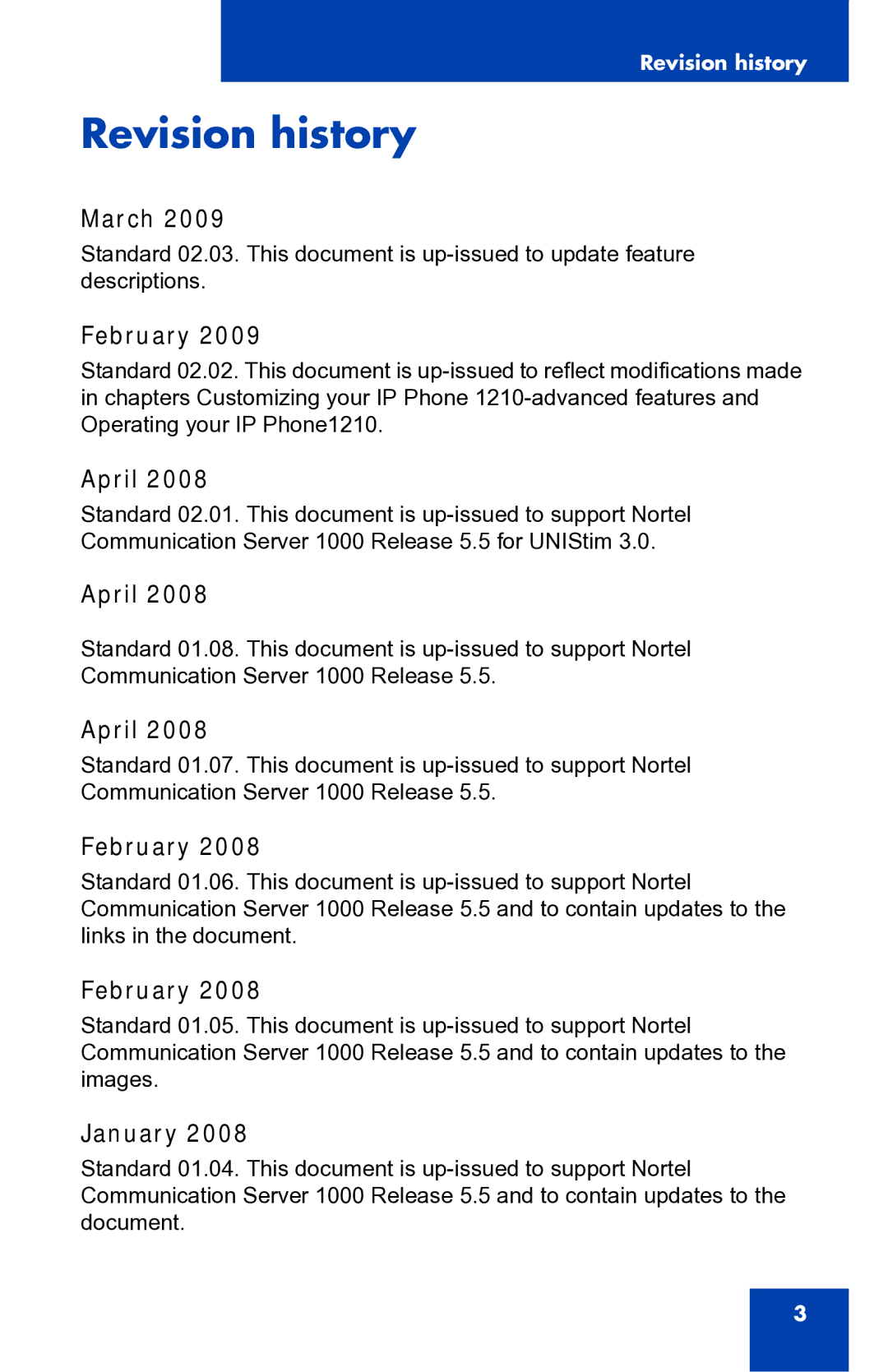 Panasonic 1210 manual Revision history, March, February, April, January 