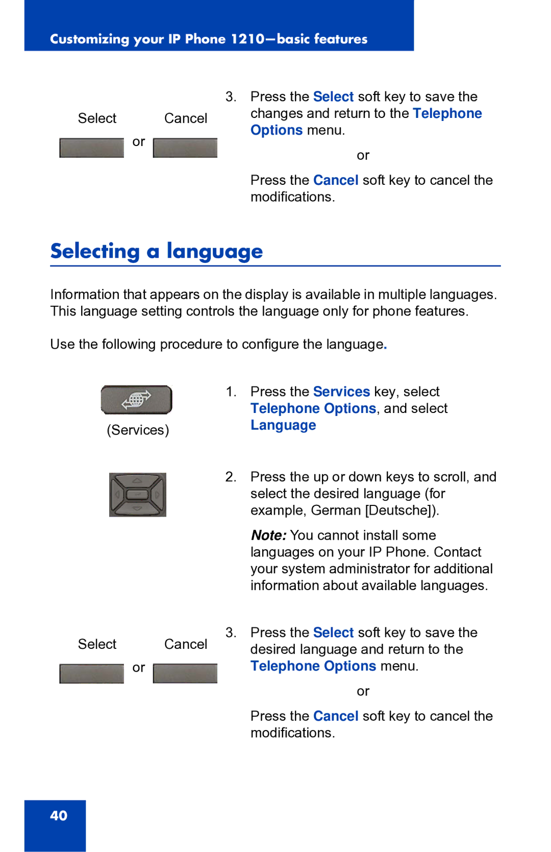 Panasonic 1210 manual Selecting a language, Language 