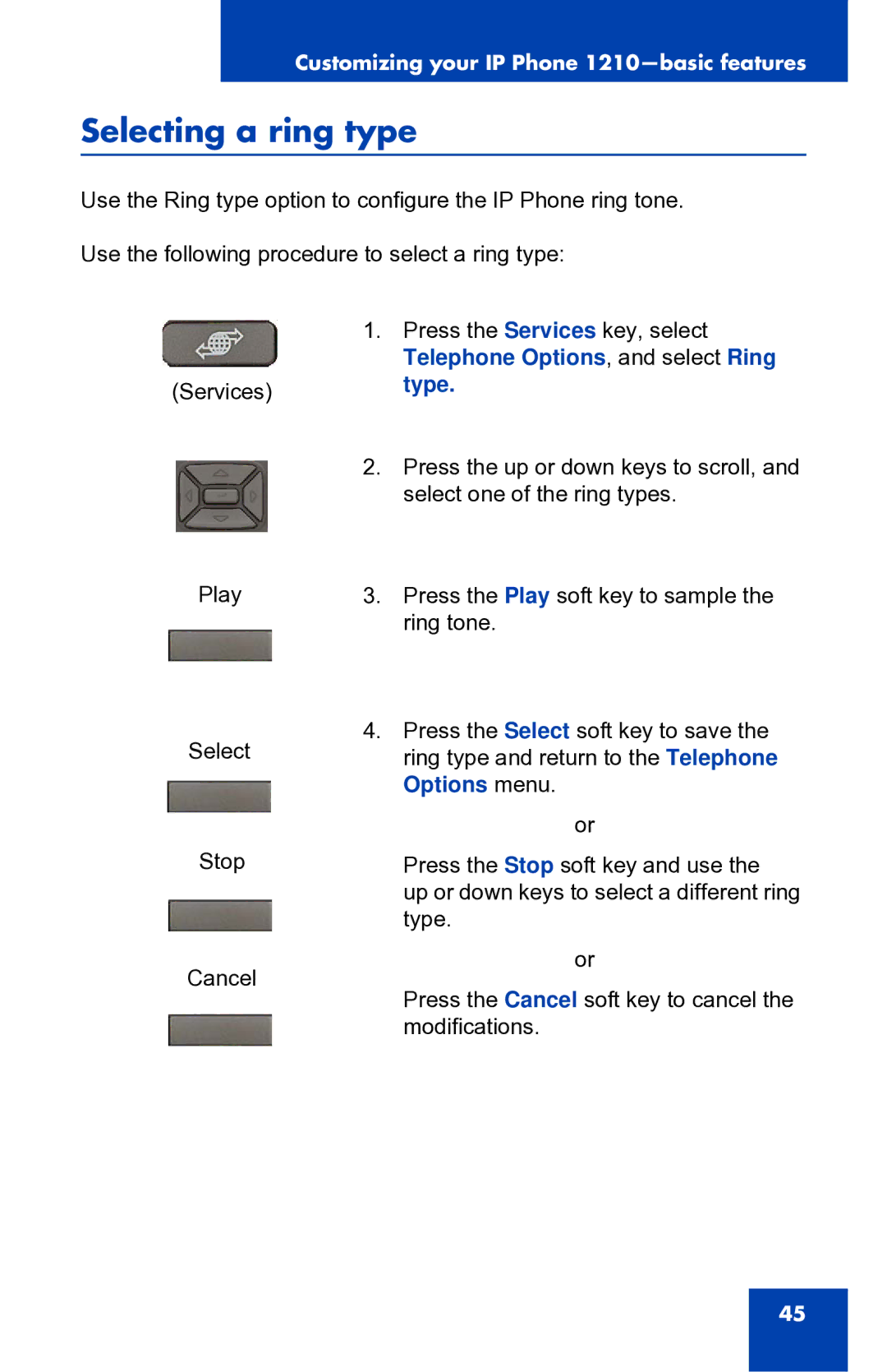 Panasonic 1210 manual Selecting a ring type 