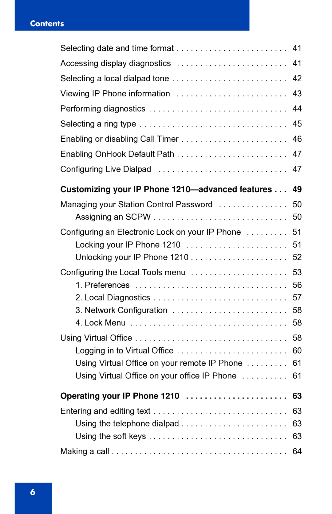 Panasonic manual Customizing your IP Phone 1210-advanced features 