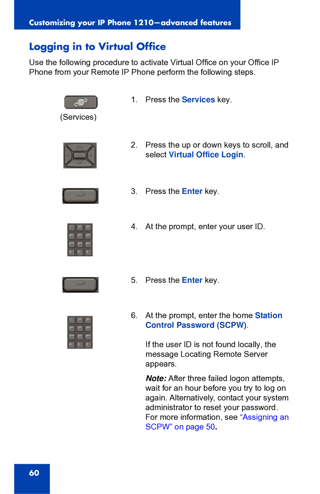 Panasonic 1210 manual Logging in to Virtual Office 