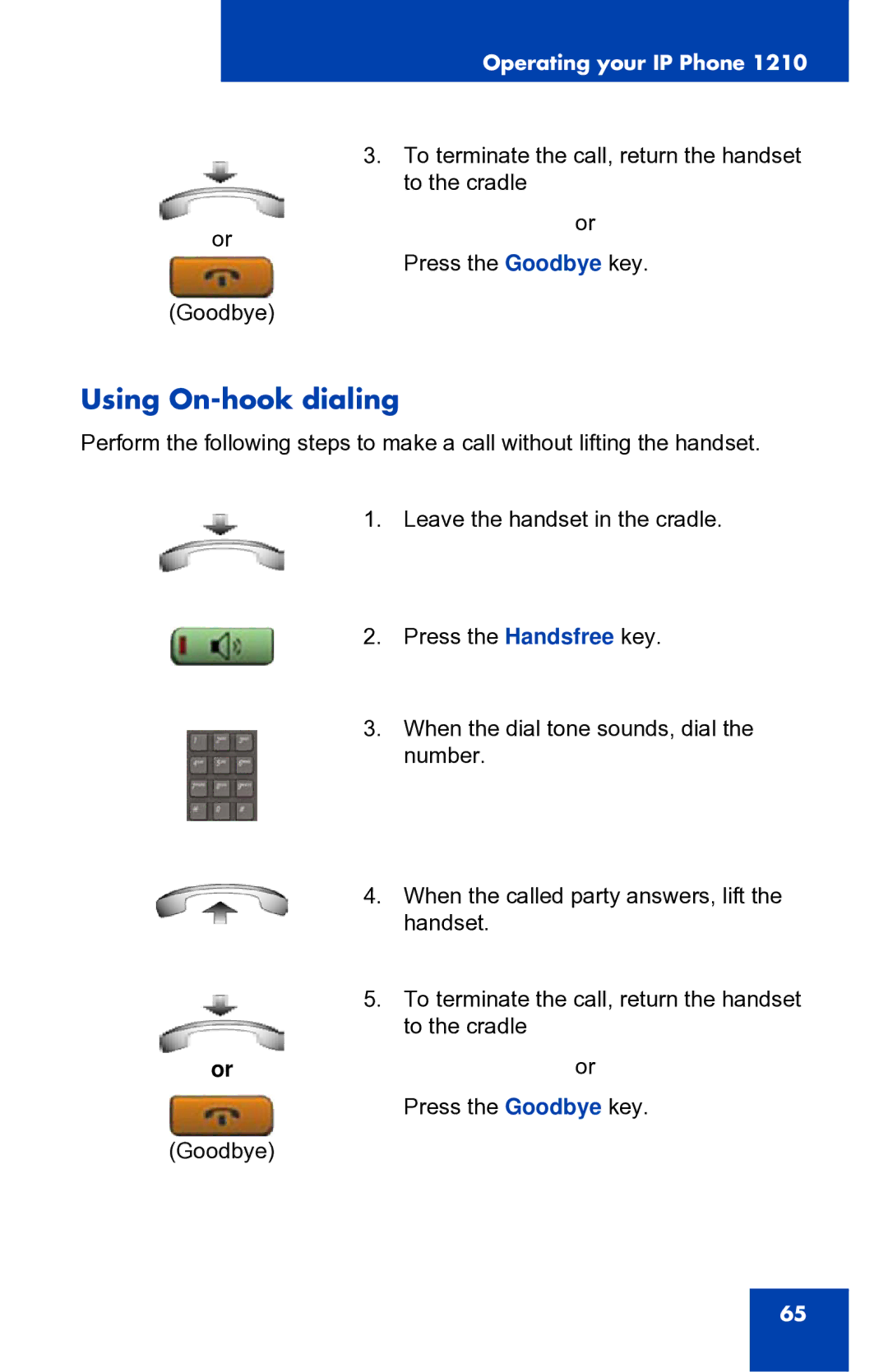 Panasonic 1210 manual Using On-hook dialing 