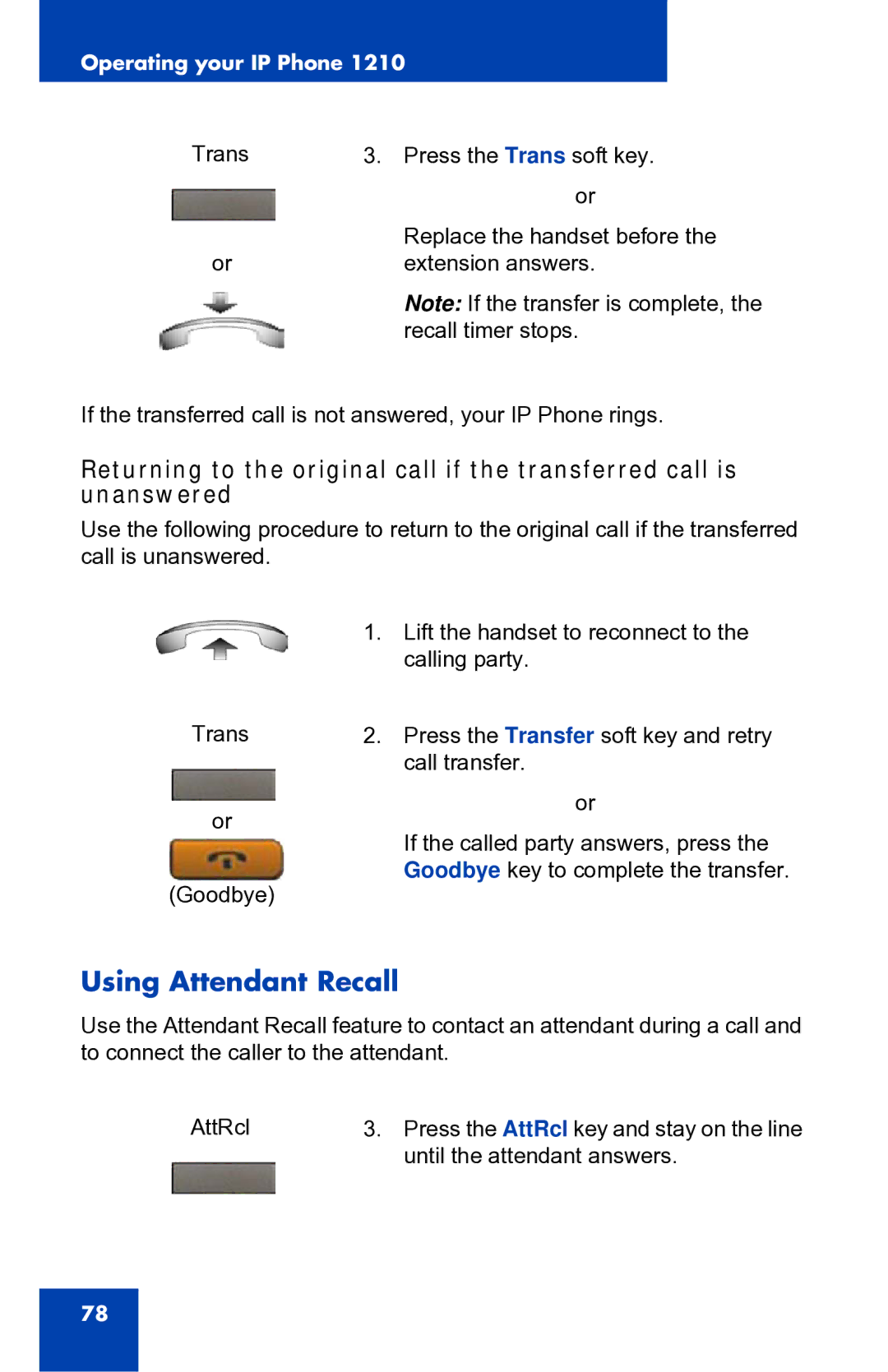 Panasonic 1210 manual Using Attendant Recall 