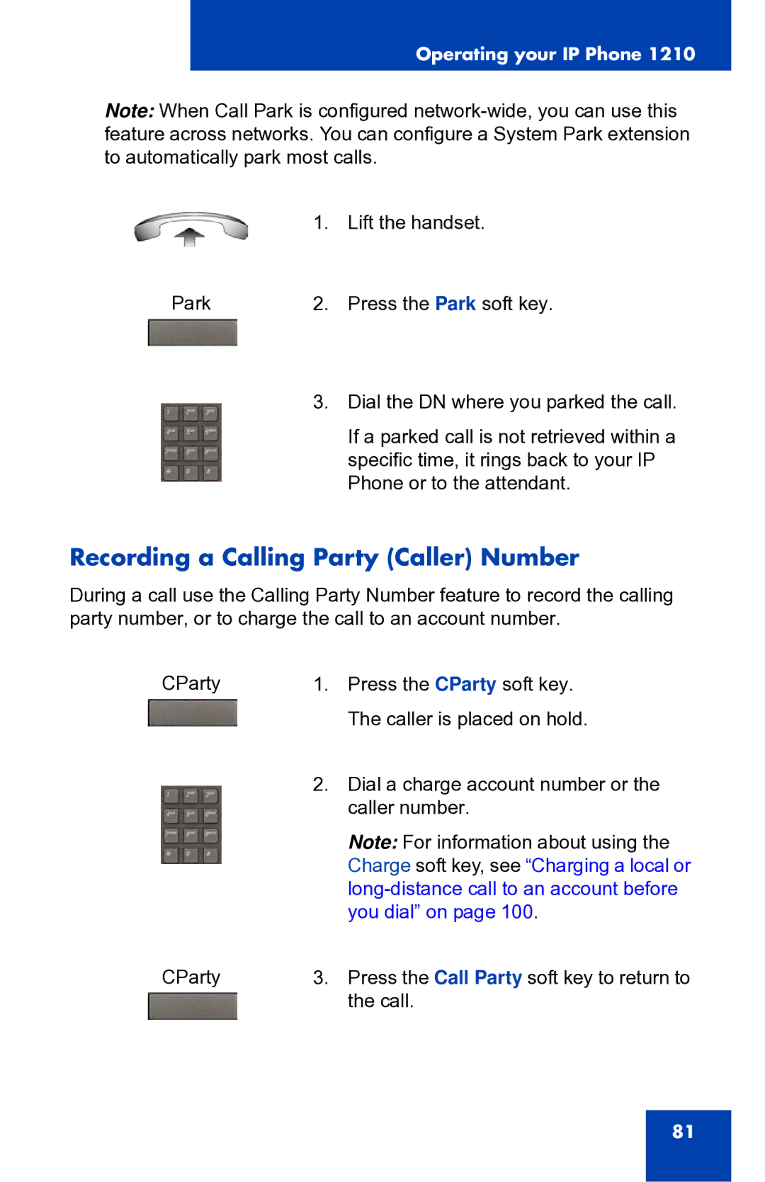 Panasonic 1210 manual Recording a Calling Party Caller Number 