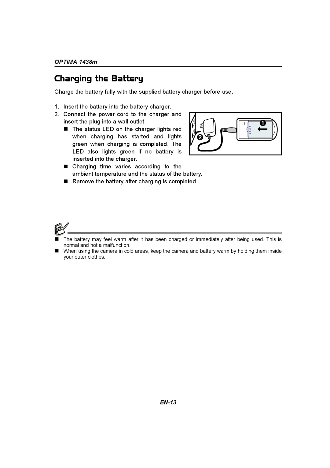 Panasonic 1438M user manual Charging the Battery 