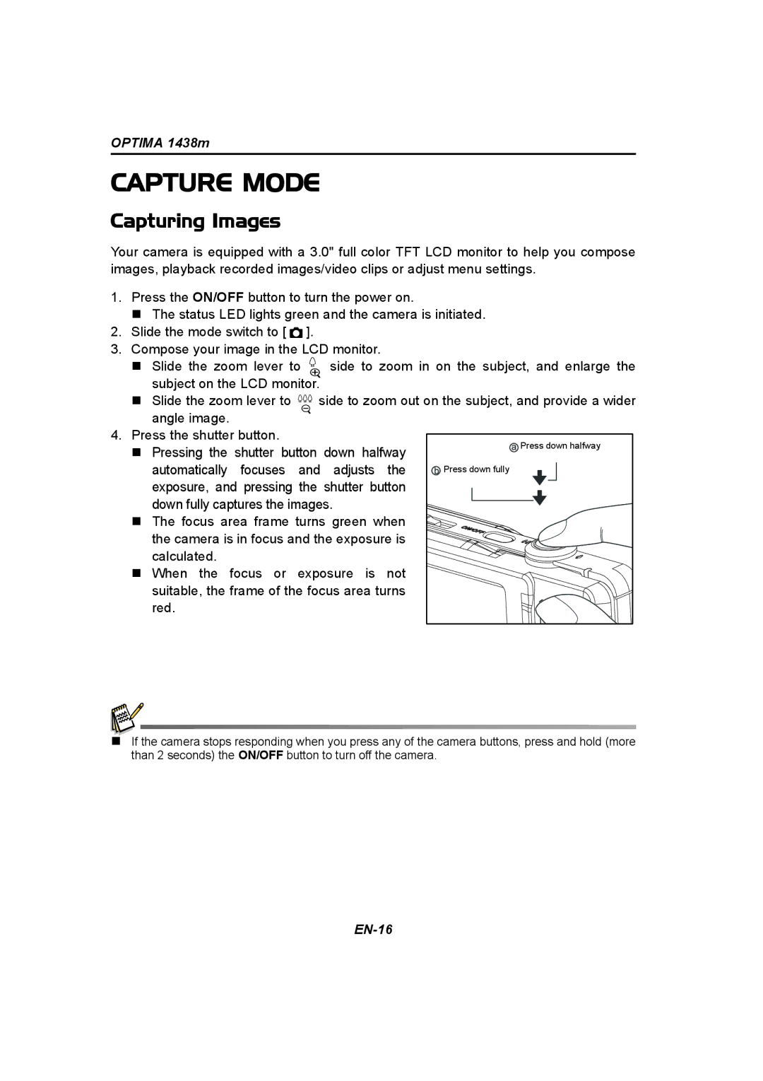 Panasonic 1438M user manual Capture Mode, Capturing Images 