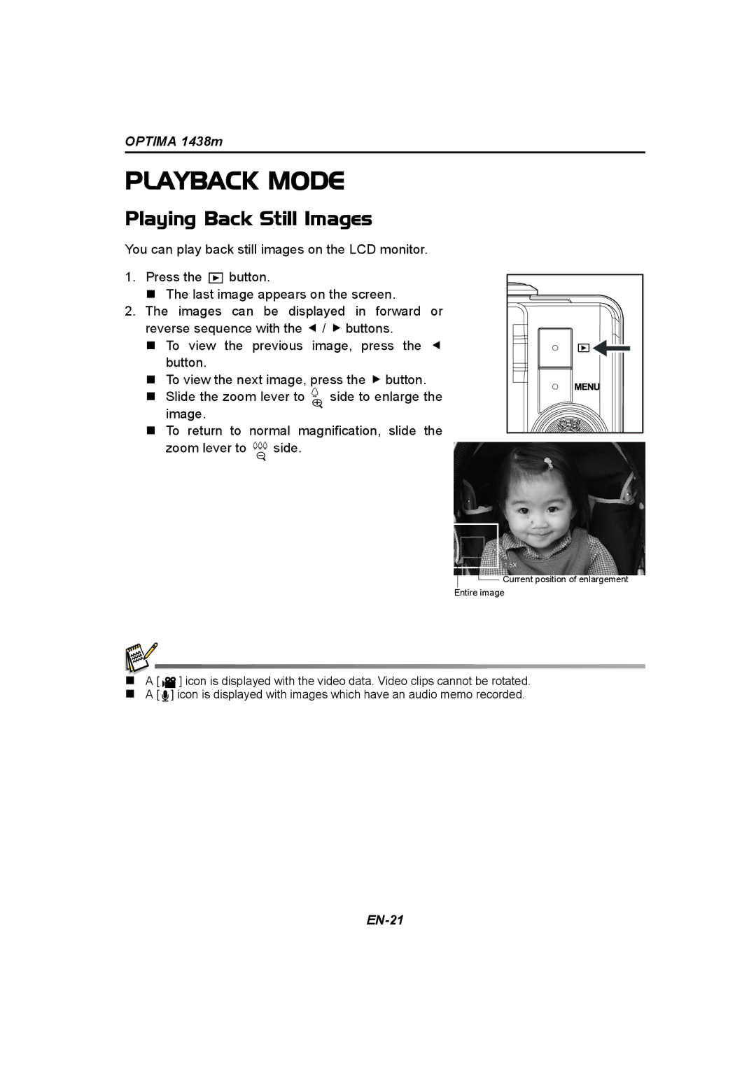 Panasonic 1438M user manual Playback Mode, Playing Back Still Images 