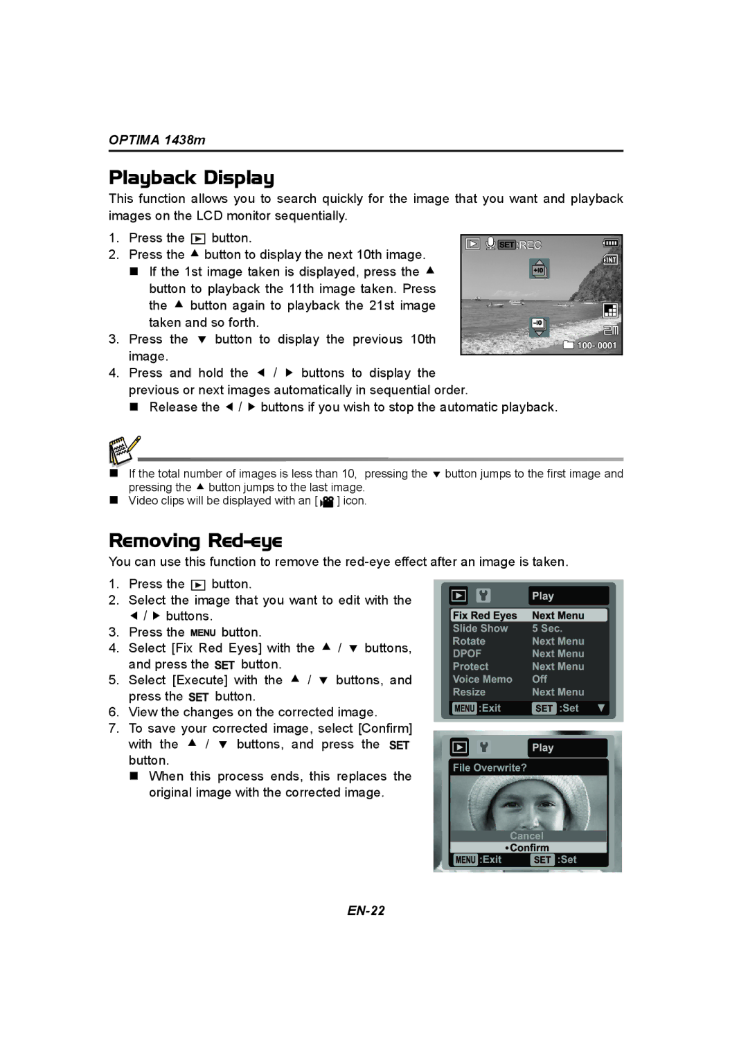 Panasonic 1438M user manual Playback Display, Removing Red-eye 