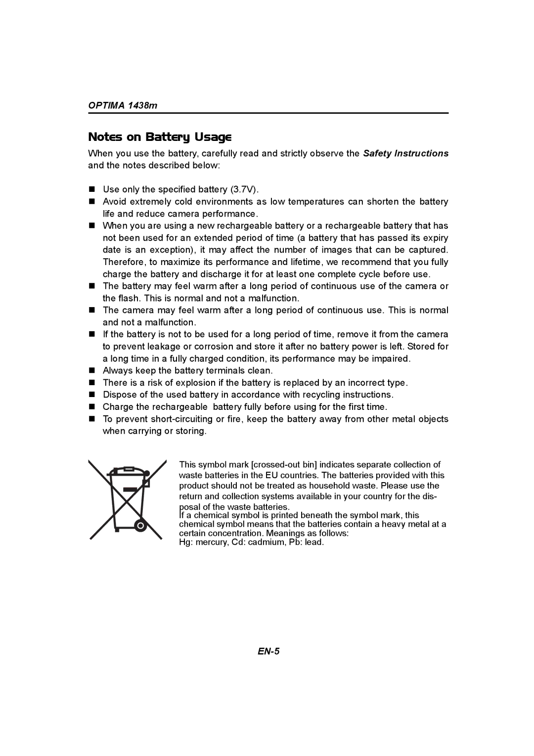 Panasonic 1438M user manual EN-5 