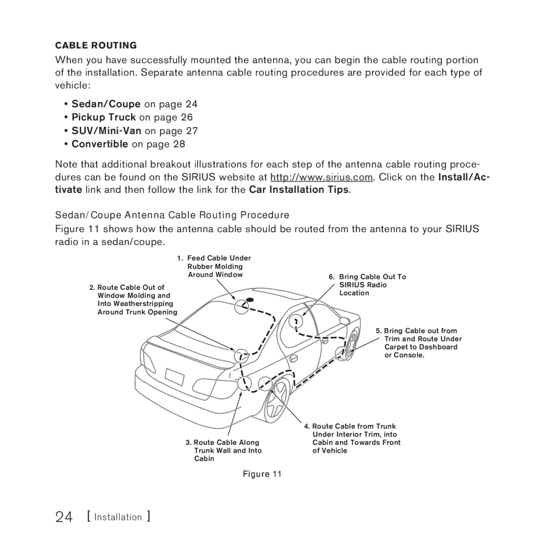 Panasonic 2 manual Sedan/Coupe Antenna Cable Routing Procedure 