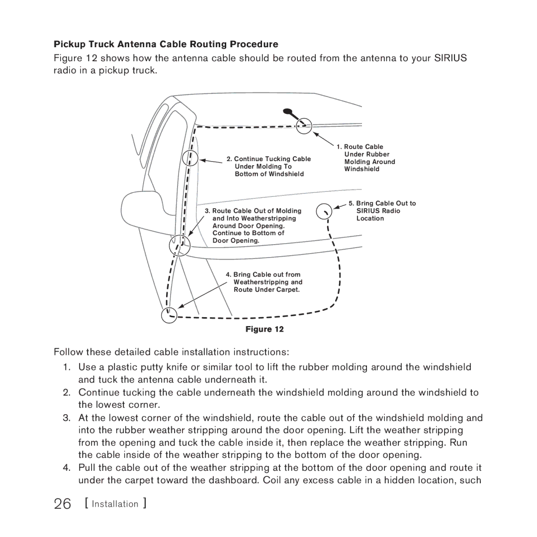 Panasonic 2 manual Pickup Truck Antenna Cable Routing Procedure 