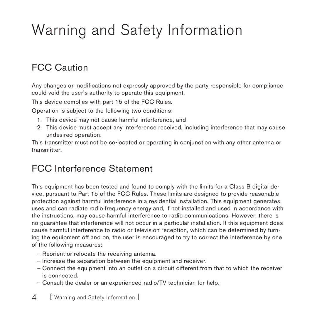 Panasonic 2 manual FCC Caution, FCC Interference Statement 