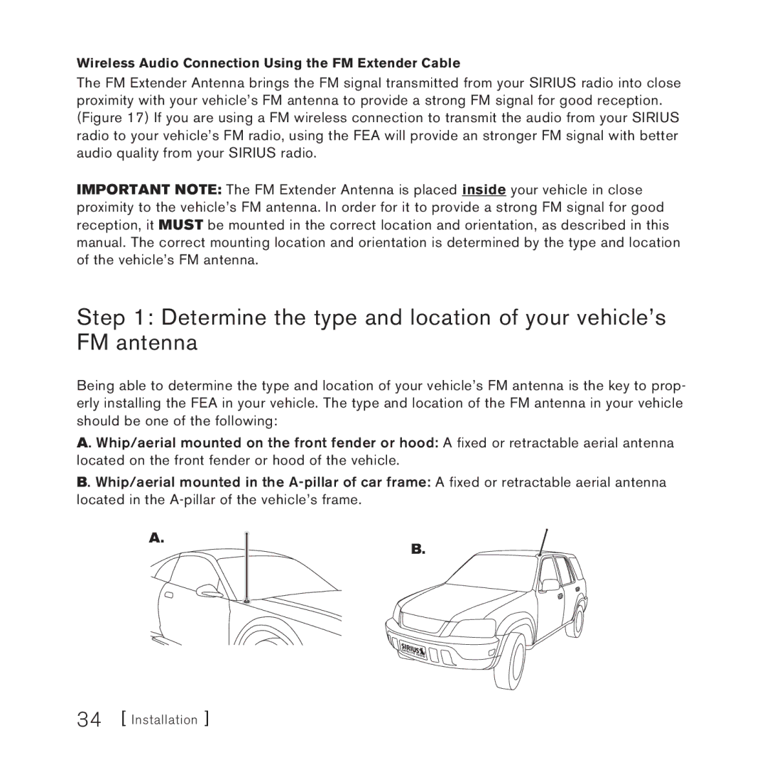 Panasonic 2 manual Determine the type and location of your vehicle’s FM antenna 