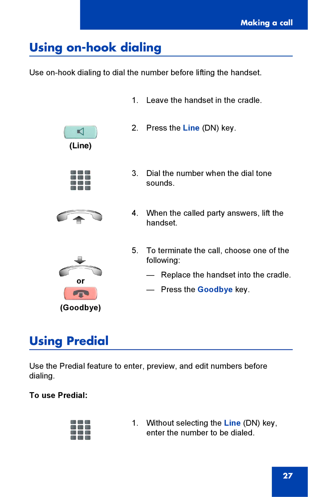 Panasonic 2001 manual Using on-hook dialing, Using Predial, To use Predial 