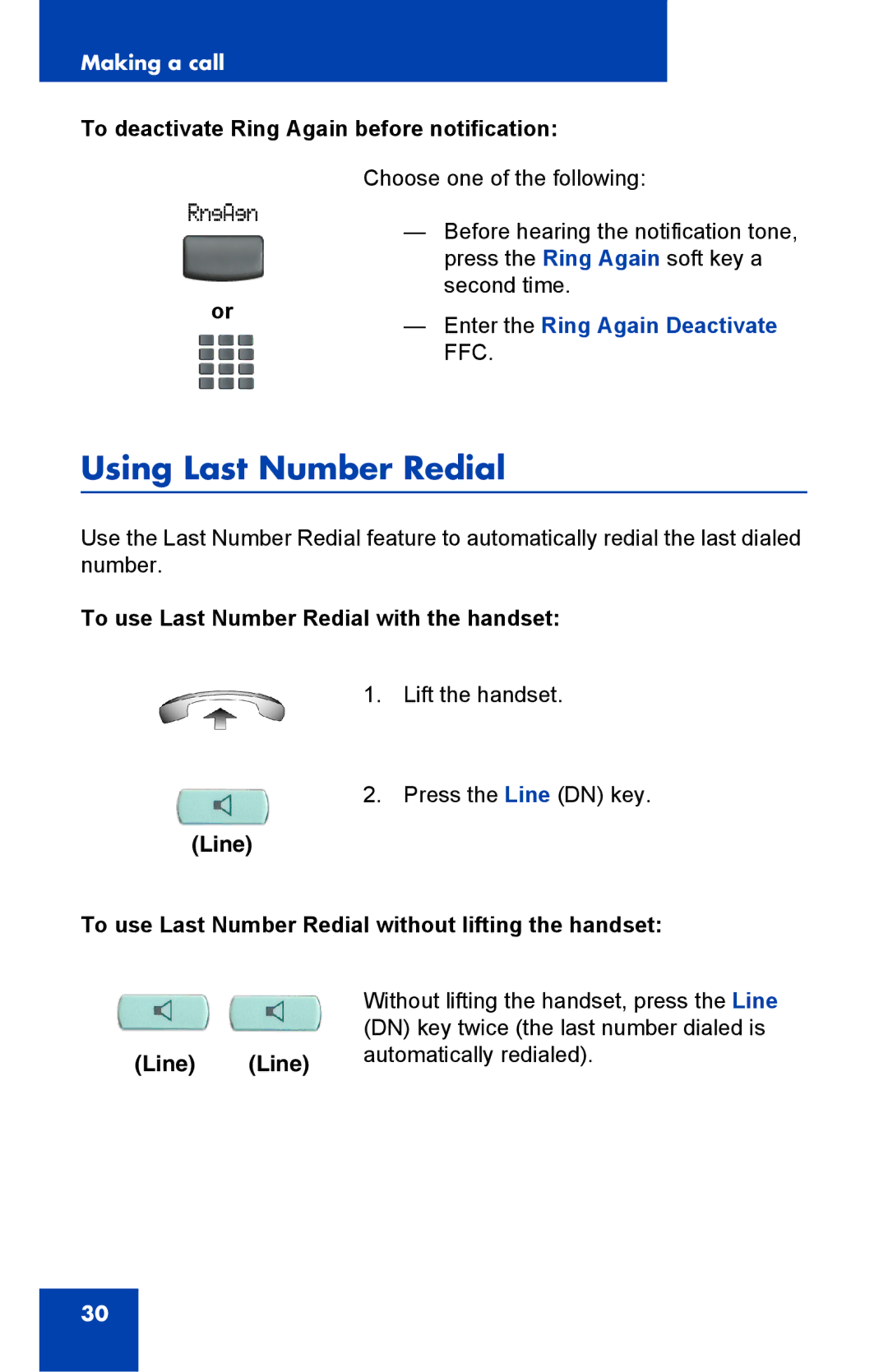 Panasonic 2001 manual Using Last Number Redial, To deactivate Ring Again before notification 