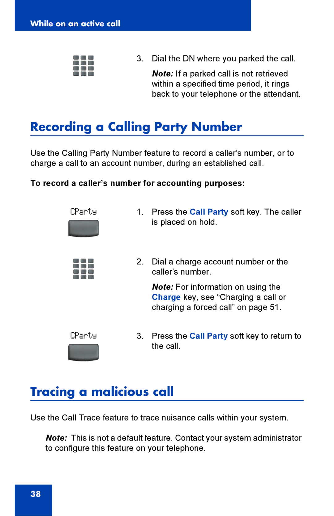 Panasonic 2001 manual Recording a Calling Party Number, Tracing a malicious call 