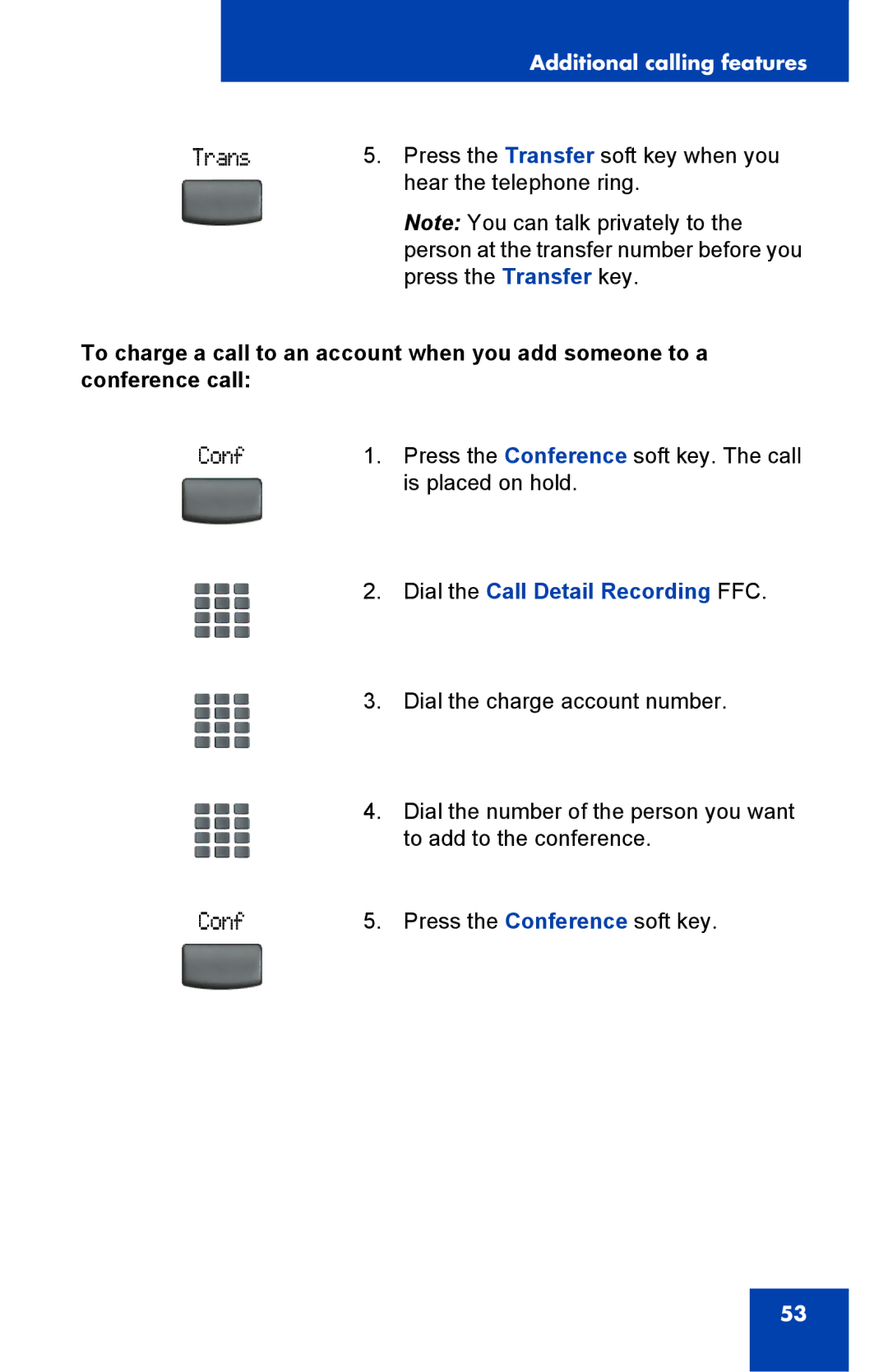 Panasonic 2001 manual Press the Conference soft key. The call is placed on hold 