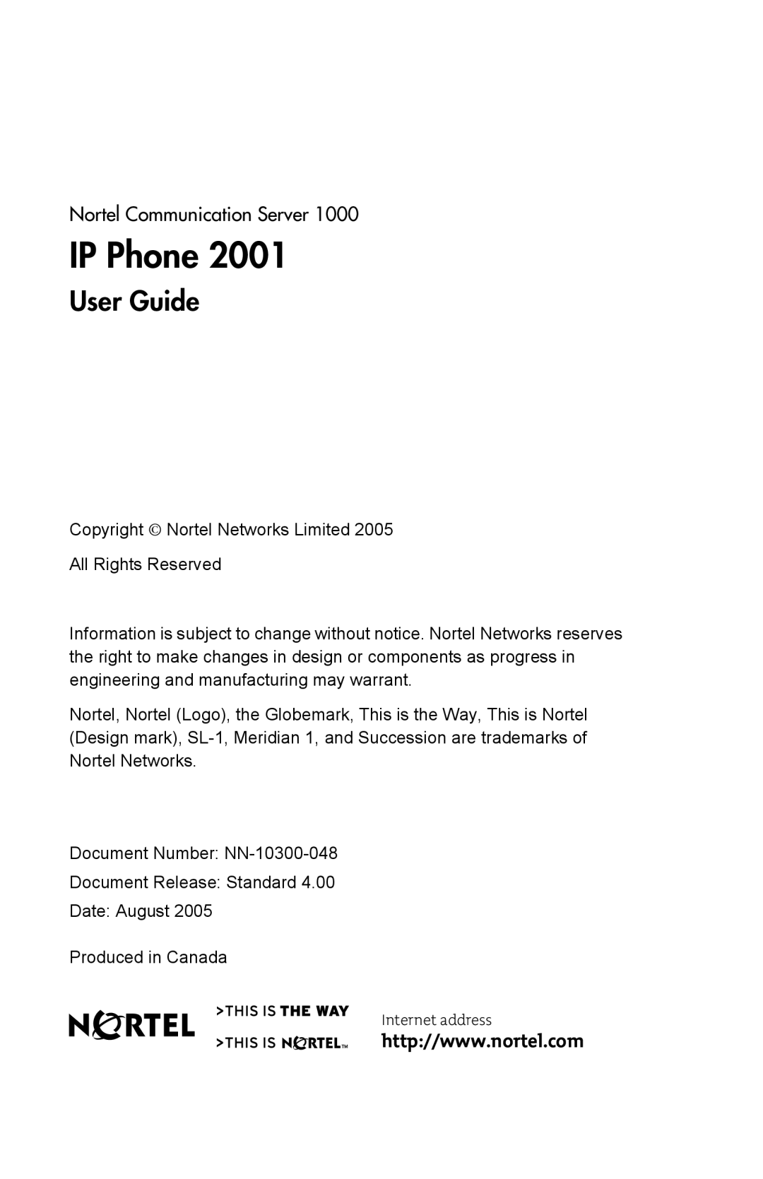 Panasonic 2001 manual Internet address 