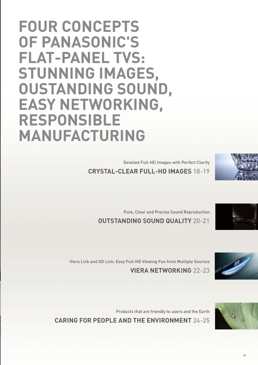 Panasonic 2007-2008 manual Four Concepts of Panasonics FLAT-PANEL TVS 