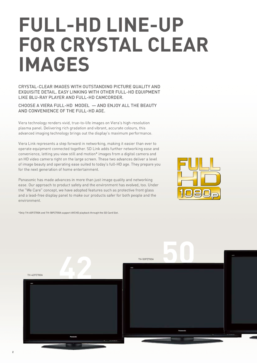 Panasonic 2007-2008 manual FULL-HD LINE-UP for Crystal Clear Images 