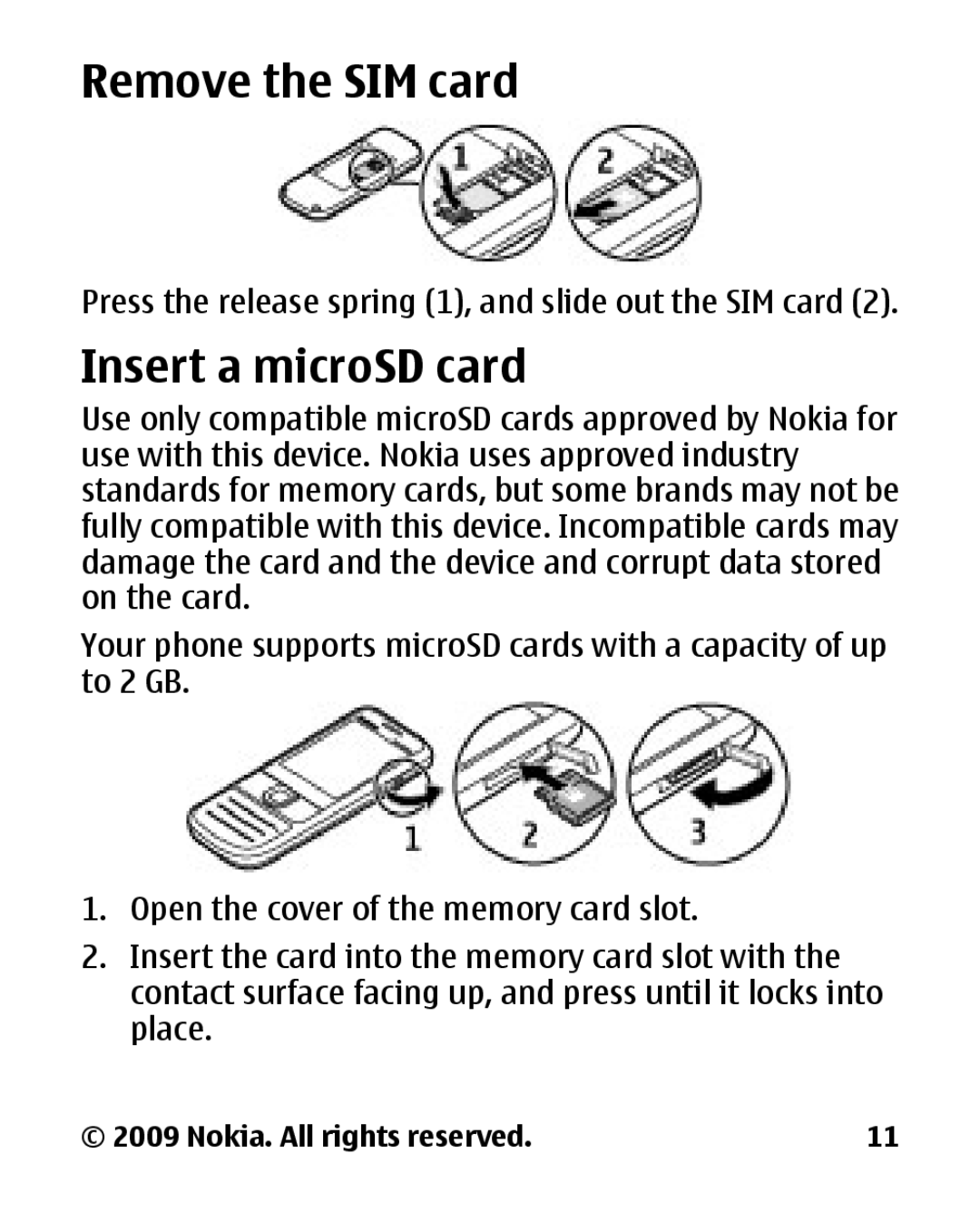 Panasonic 2700 manual Remove the SIM card, Insert a microSD card 