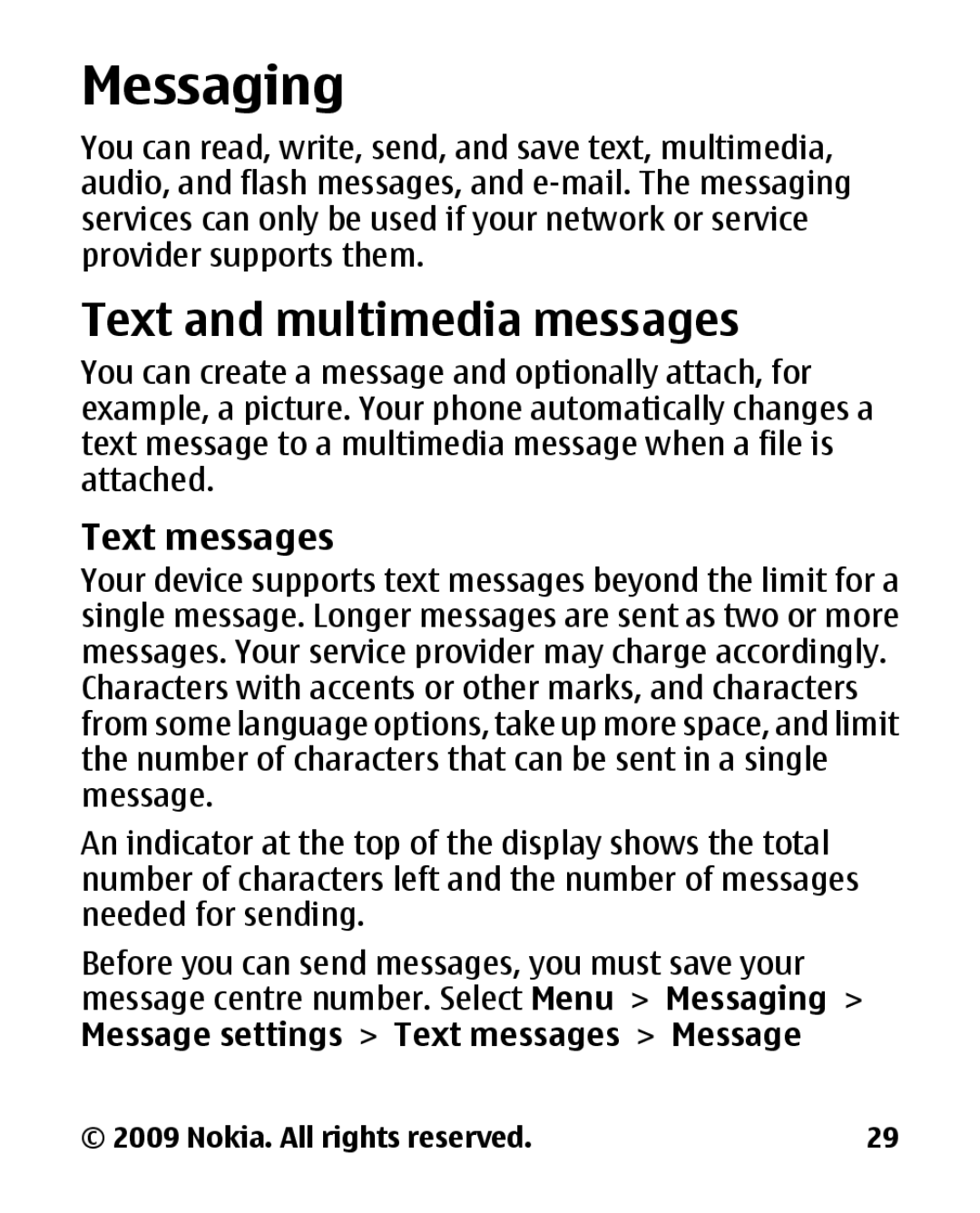 Panasonic 2700 manual Messaging, Text and multimedia messages, Text messages 