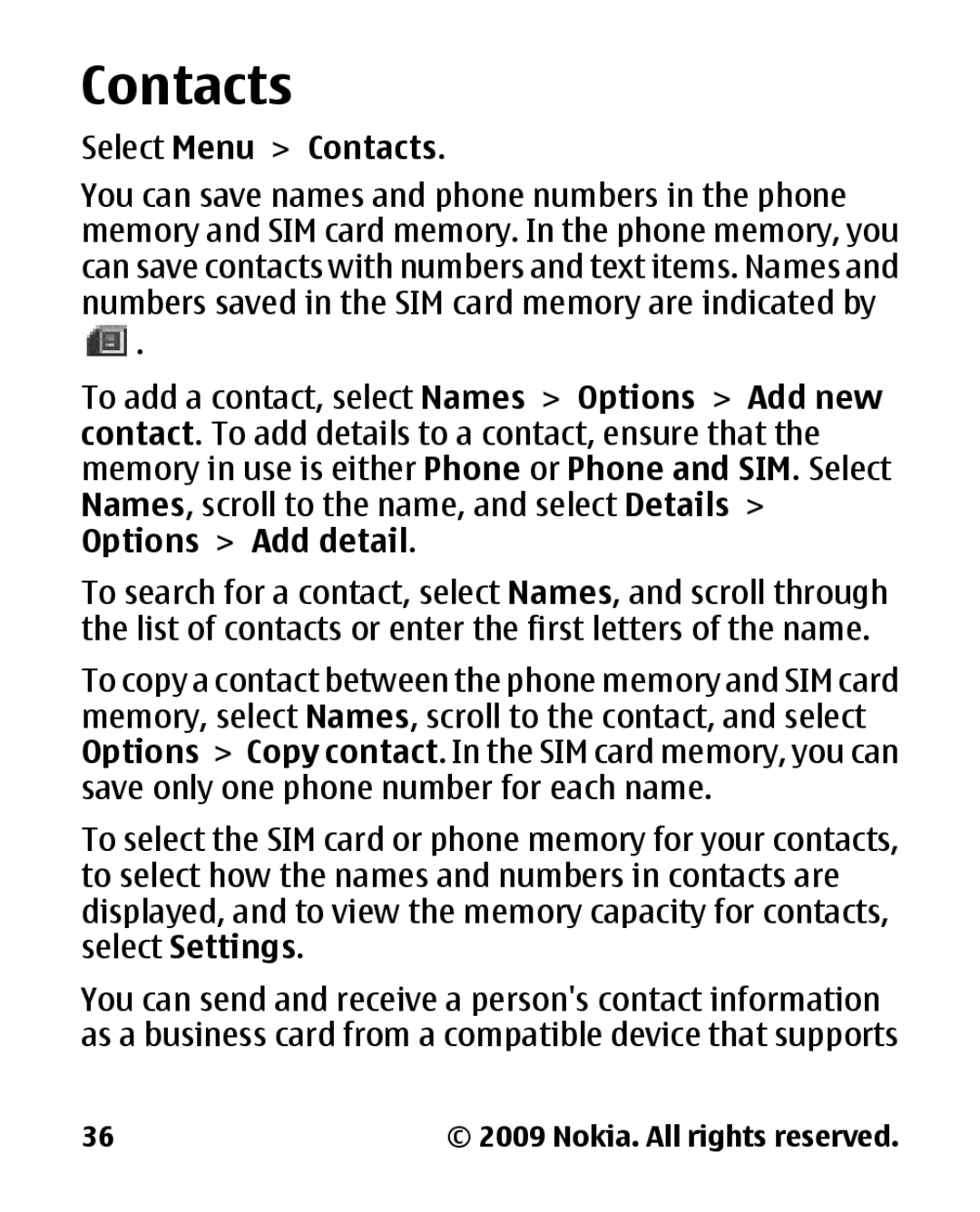 Panasonic 2700 manual Select Menu Contacts 